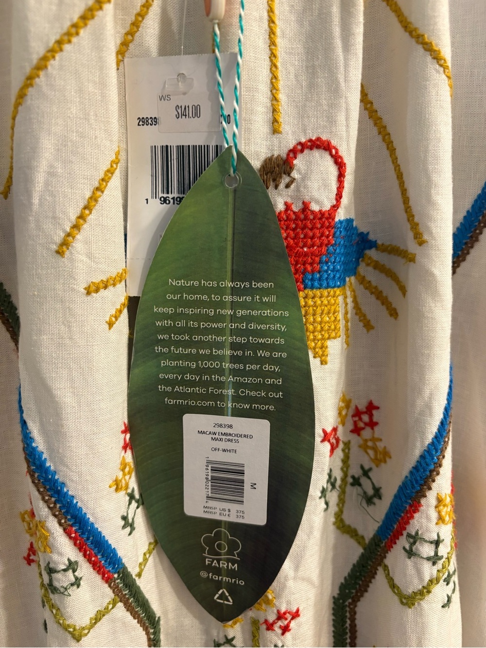 NWT Farm Rio Macaw Tassel-Tie Embroidered Maxi Dress Size M - Picture 10 of 16